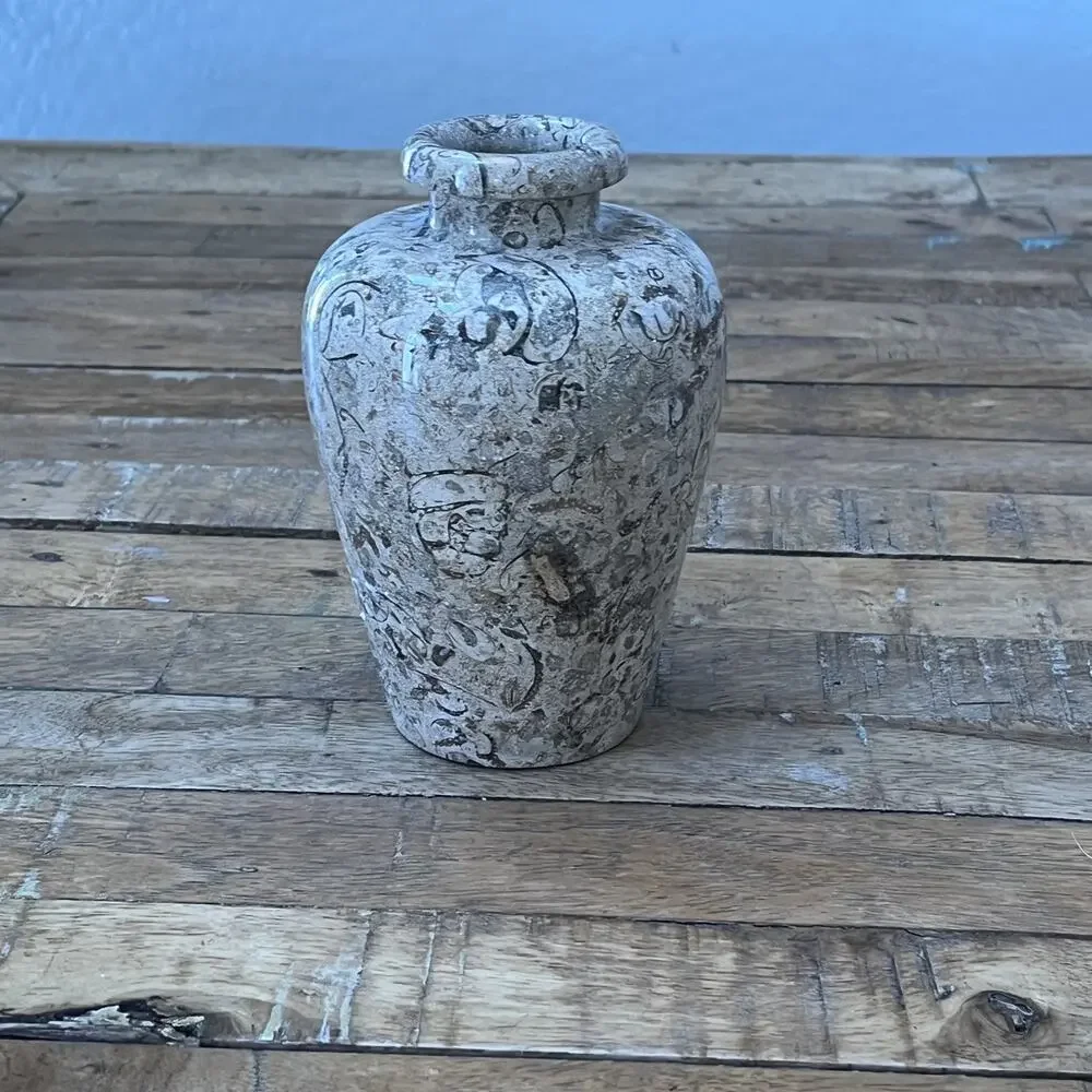 Small Decorative Fossil Stone Vessel 6